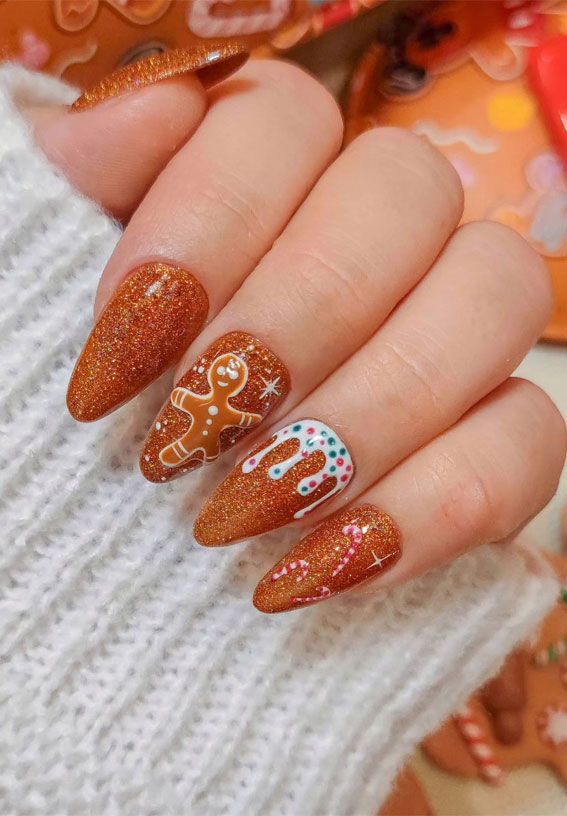 Minimalist Gingerbread Nails